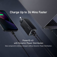 Anker GaNPrime 65W 3-Port Wall Charger with USB-C to USB-C Cable