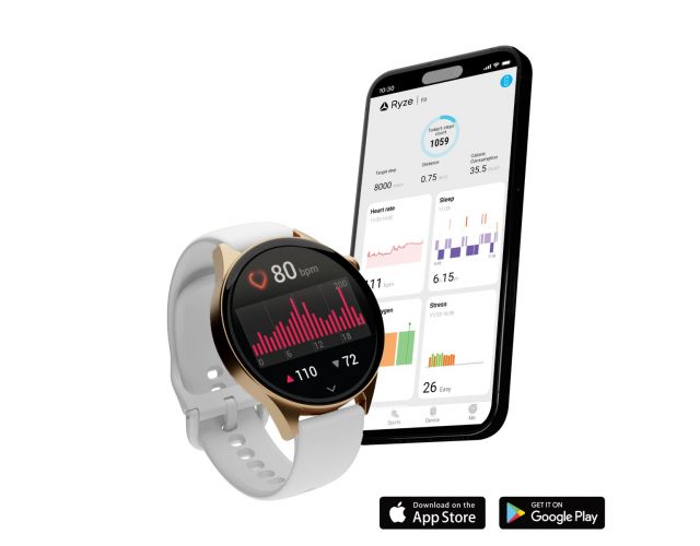 Ryze Wave Smart Watch Pink & White